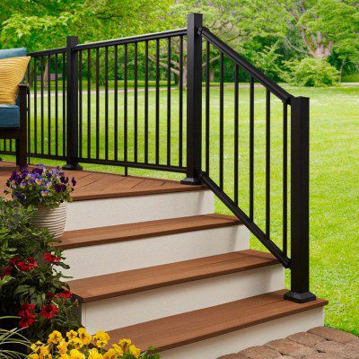 Aluminum stair railing outdoor, Exterior aluminum stair railing