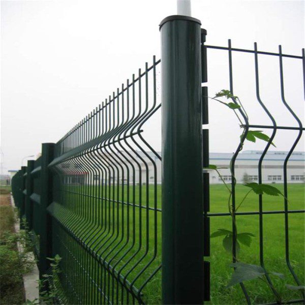 Round galvanised steel posts, Aluminum 3D fence with peach post
