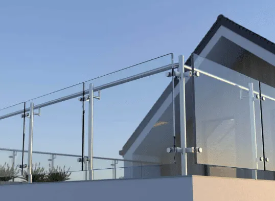 Stainless steel staircase railing with glass, Glass railing manufacturer