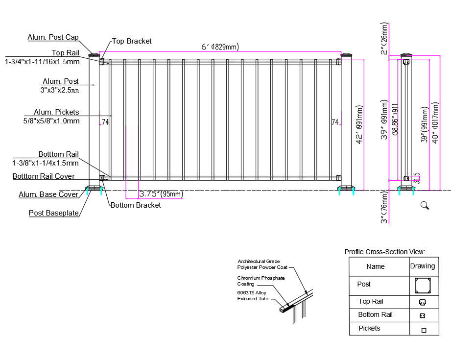 Aluminum Assembly Railing -B - Image 8